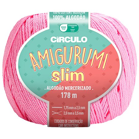Linha Amigurumi Slim Cor 3131 Chiclete Com 178 Metros Círculo