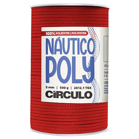 Fio Náutico Poly 5mm Cor 3402 Vermelho Círculo Com 182 Metros Círculo