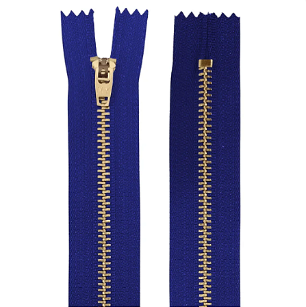Ziper Fixo Metal Dourado 12cm Cor 207 Azul Royal Nybc