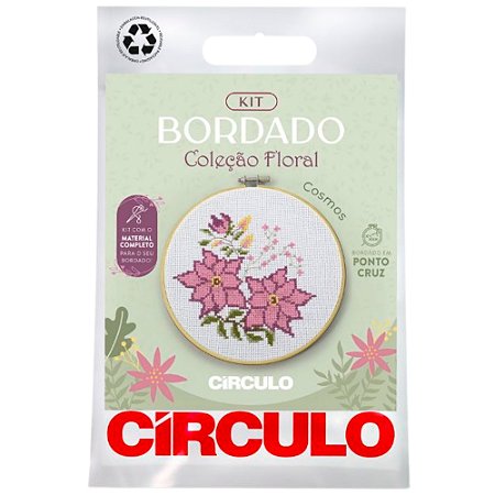 Kit Para Bordado Manual Coleção Floral Cor 0010 Lily Círculo