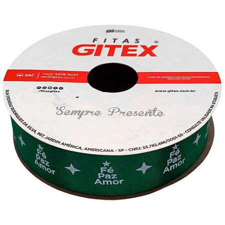Fita Cetim 1500/5 Natal 22mm Cor 1604 Com 10 Metros Gitex