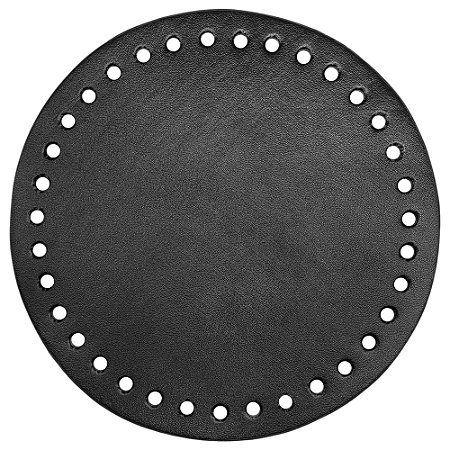 Base de Couro Para Bolsa Redonda Cor Preto 15cm Sanding