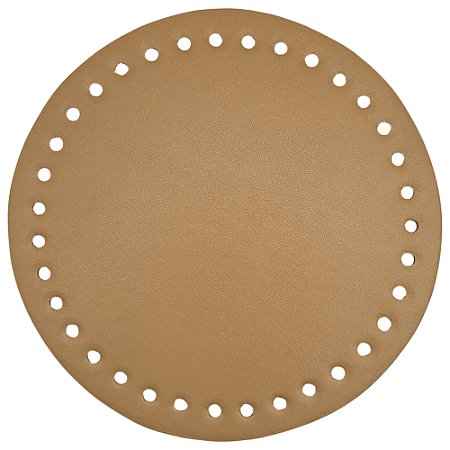 Base de Couro Para Bolsa Redonda Cor Bege 15cm Sanding