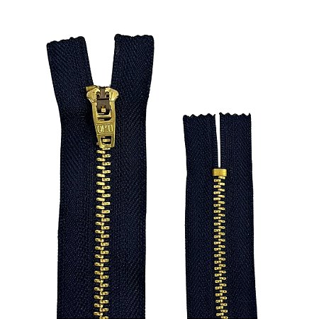 Zíper Fixo Metal Fino Dourado 18cm Cor 507 Marinho GC 459 Coats
