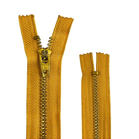 Zíper Fixo Metal Fino Dourado 15cm Cor 5190 Amarelo Ouro GC 459 Coats