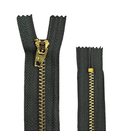Zíper Fixo Metal Fino Dourado 12cm Cor 448 Cinza GC 459 Coats
