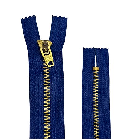 Zíper Fixo Metal Fino Dourado 15cm Cor 731 Azul Royal GC 459 Coats