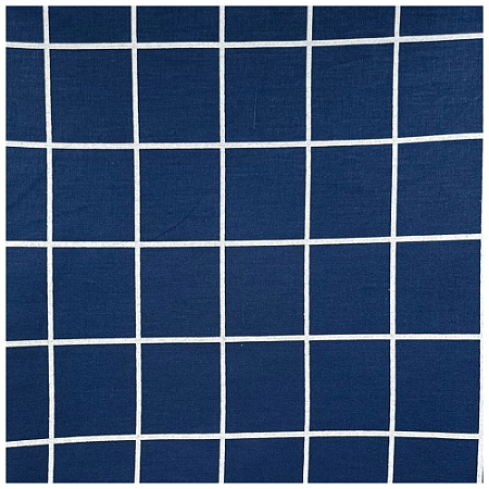 Tecido Tricoline Grid Marinho Com Branco 100% Algodão 50cm Caldeira