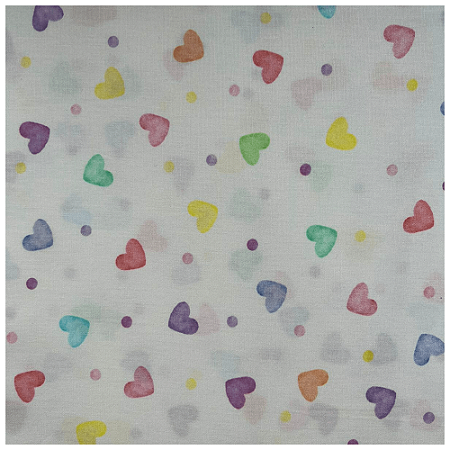 Tecido Tricoline Digital Corações 100% Algodão 50cm x 150cm Caldeira