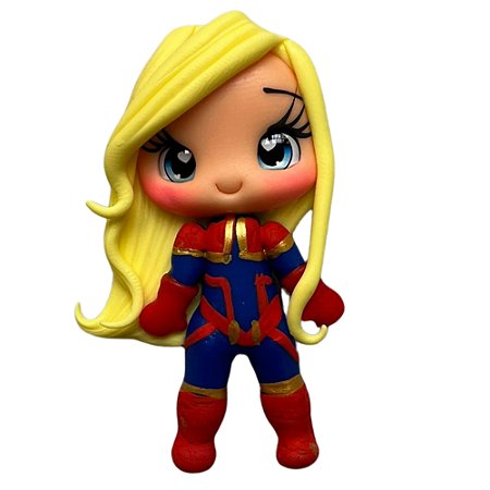 Enfeite Biscuit Boneca Capitã Marvel 65mm Sanding