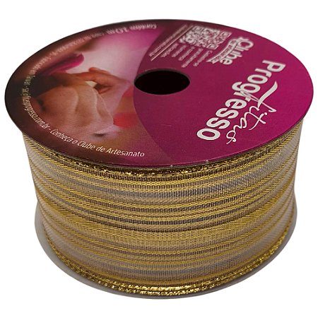 Fita Organza M007 Metalizada 38mm Cor 203 Com 10 Metros Progresso