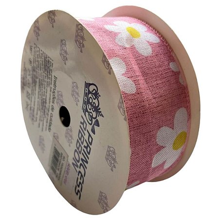 Fita Trabalhada Rosa Bebê 50mm RO153526 Com 10 Metros Princess