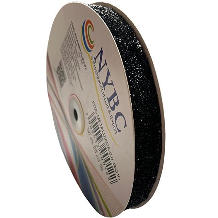 Fita Metalizada 20mm Preto 100% Poliéster Com 20 Metros Nybc