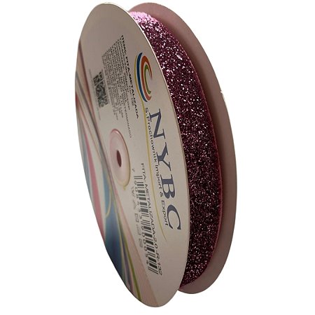 Fita Metalizada 20mm Rosa 100% Poliéster Com 20 Metros Nybc