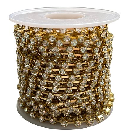Corrente de Strass 16mm Ouro Por Metro Nybc