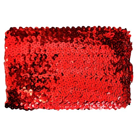 Fita de Paetê Com Elástico Cor Vermelho 30mm Com 13,70 Metros NYBC
