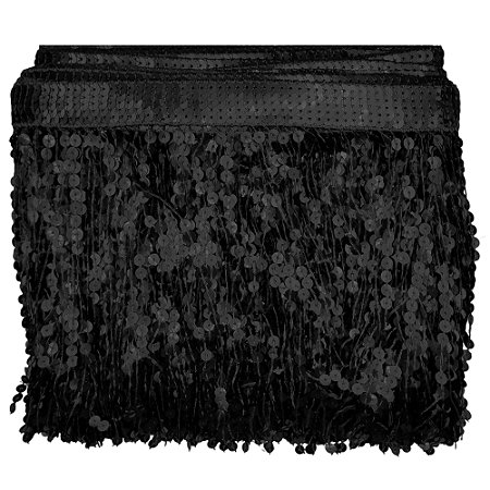Franja Paetê 01 Preto 20cm Com 9 Metros NYBC