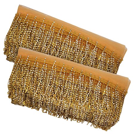 Franja De Strass 90mm Dourado Com 13,70 Metros