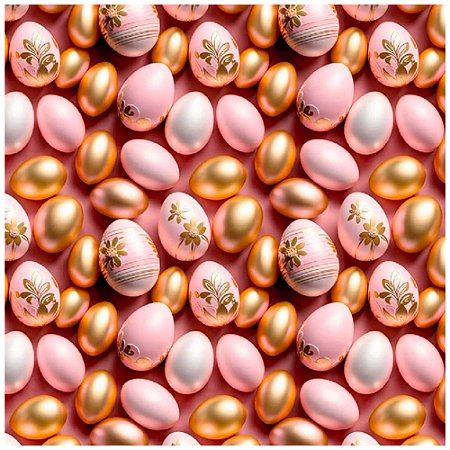 Tecido Tricoline Digital Ovos de Páscoa 50cmx150cm Ref 2823 Círculo