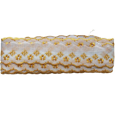 Bordado Inglês 5.0cm Fundo Branco Cor 110 Ctb-134 Com 13,70 Metros Nybc
