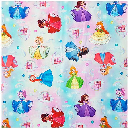 Tecido Tricoline Digital 250106 Princesas 50cm x 150cm Caldeiras