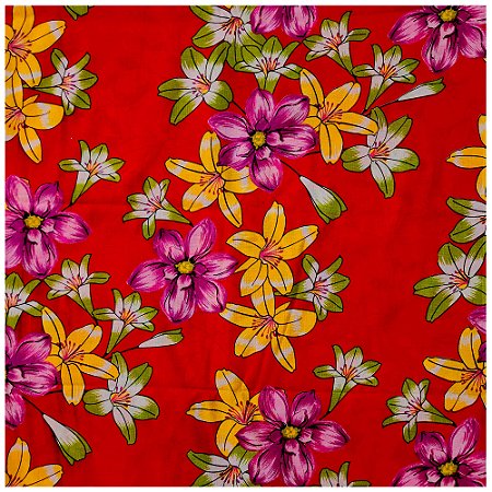 Tecido Chita Floral 50cmx150cm Festa Junina Fundo Cor 16 Caldeira