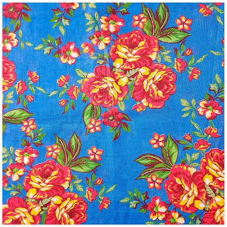 Tecido Chita Floral 50cmx150cm Festa Junina Fundo Azul Cor 11 Caldeira