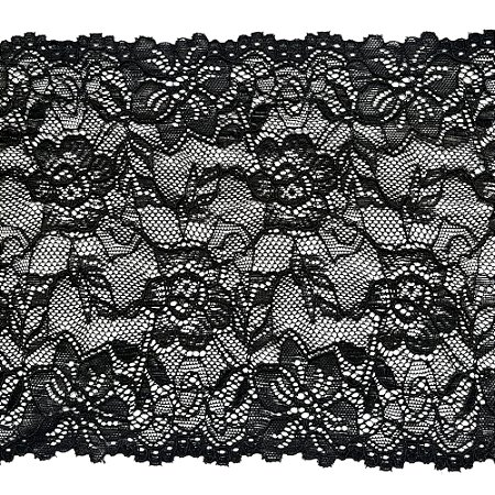 Renda Com Elastano RJX-03-1000 Cor Preto 18cm Por Metro Nybc