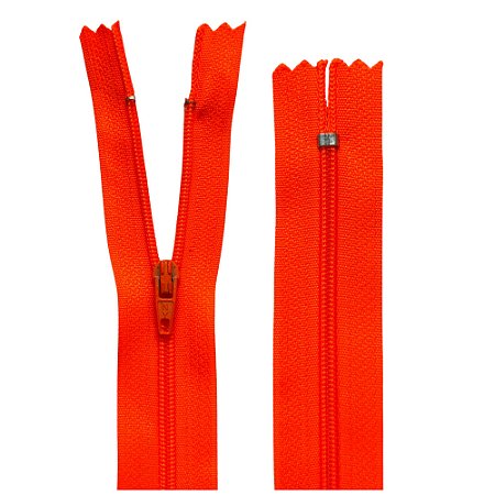 Ziper Nylon Fixo 18 cm Cor 01 Laranja Neon Com 10 Unidades Nybc