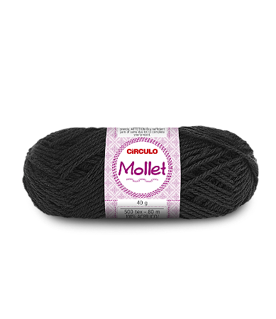 Fio Mollet 100gr Acrílico Cor 0940 Preto com 200 Metros Círculo