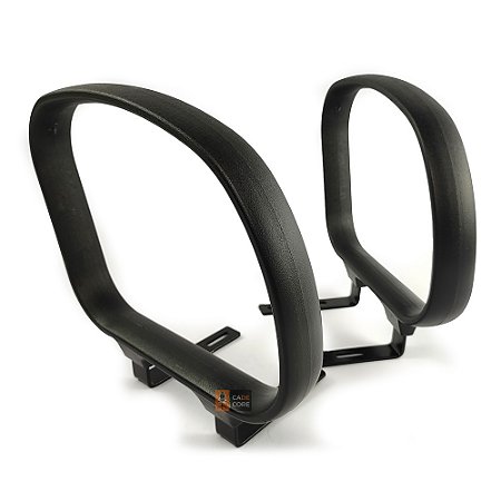 Par De Braço Fixo Corsa Metal Slim Para Cadeira Escritório Apoio PP Preto