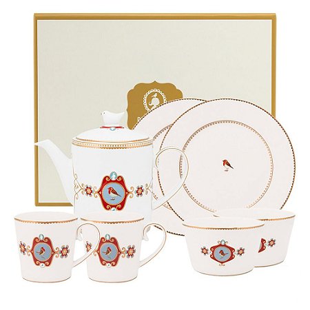 Tea Set com 7 Peças Branco - Love Birds