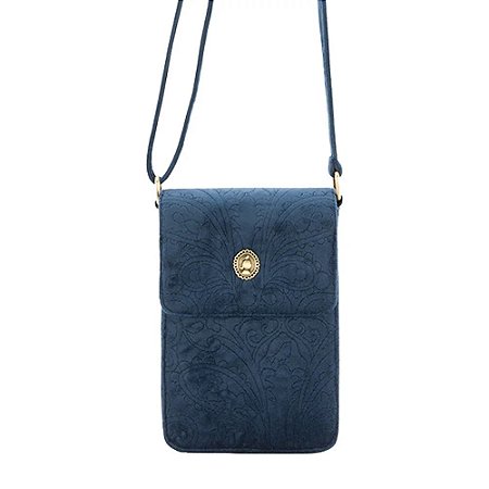 Bolsa p/ Celular Velvet Quilted Azul - Bags Collection