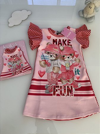 Vestido suplex (acompanha vestido para boneca) Kukiê