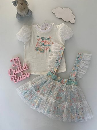 Conjunto Salopete e Blusa Petit Cherie