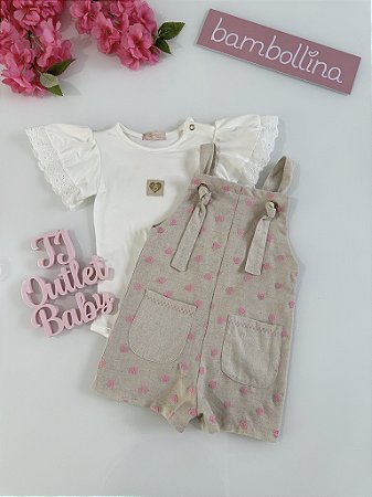 Conjunto Jardineira e Body Bambollina