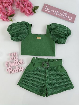 Conjunto Cropped e Shorts Bambollina