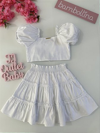 Conjunto Crooped e Saia Bambollina
