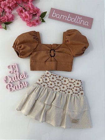 Conjunto Cropped e Saia Bambollina