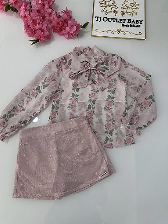 Conjunto camisa e Shorts saia Bambollina
