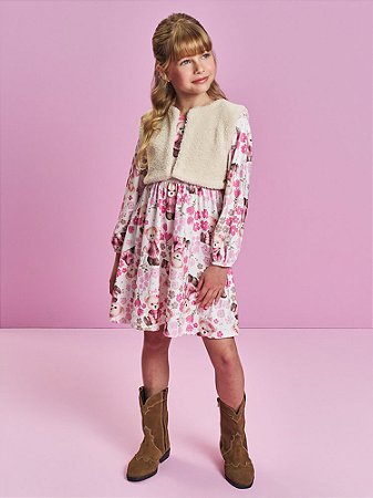Vestido com Colete Pelúcia Cinti