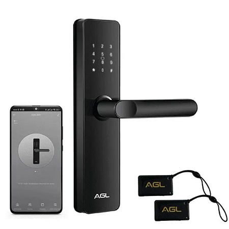 FECHADURA ELETRONICA DIGITAL AGL - H20 WIFI APP SENHA E TAG