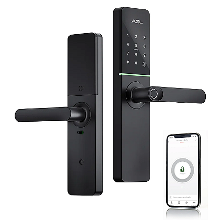 FECHADURA ELETRONICA DIGITAL AGL H30 BLACK WIFI - COM INSTALAÇÃO
