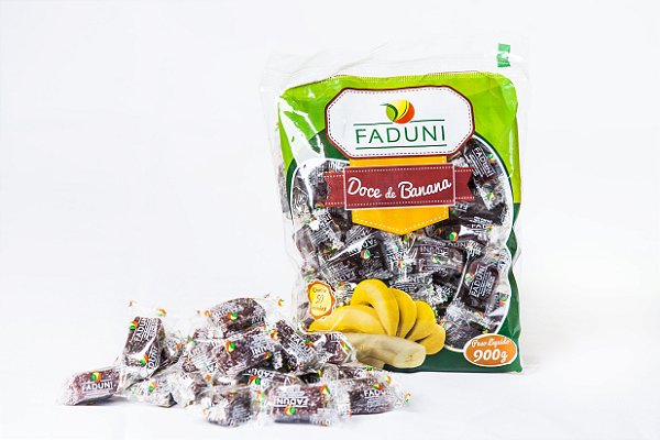Kit 20 Pacotes Bananada Faduni Lisa com Açúcar Pacote 900g - Doce de Banana