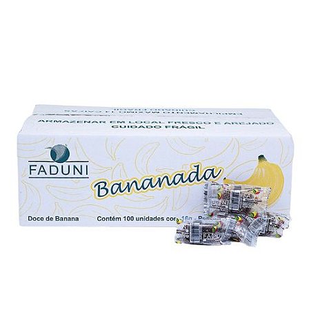 Kit 3 Caixas Bananada Faduni Cristalizada Caixa com 1,6 Kg - 100un - Doce de Banana