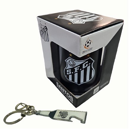 Kit Caneca Gel 300ml e Chaveiro Garrafa Oficial Top Times Santos
