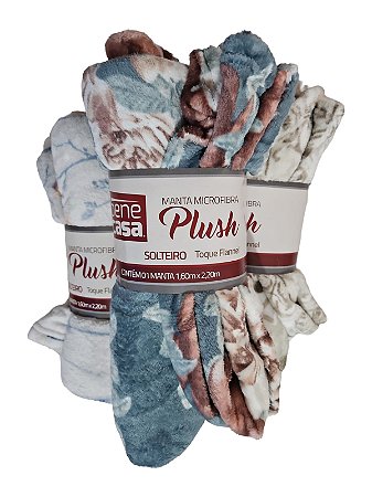 Kit 3 Mantas Microfibra Plush Solteiro Soft Atacado 1,60x2,20