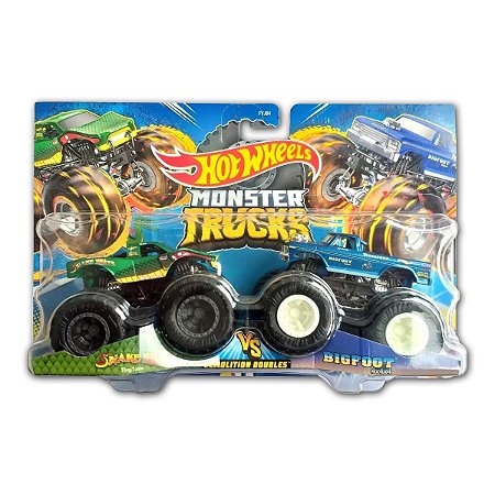 Carrinho Duplo Hot Wheels Monster Truck 1:64 Original Mattel Snake Bite VS Big Foot