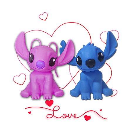 Kit Luminária Angel e Stitch Abajur Mesa Grande Lilo Disney