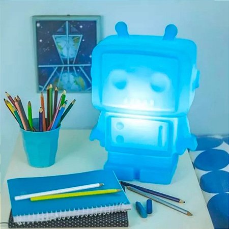 Luminária Robô Azul Robot Abajur de Mesa Grande